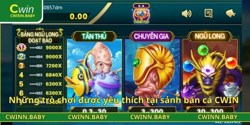 Những trò chơi được yêu thích tại sảnh bắn cá CWIN